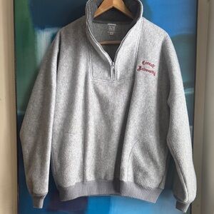 Gray Vintage Cornell University Men's jacket Half Zip Fleece